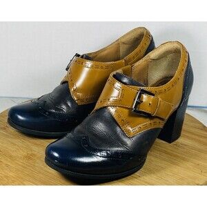 Clarks Artisan 3 Tones Leather Elegant Heel Women Shoe Size 8M